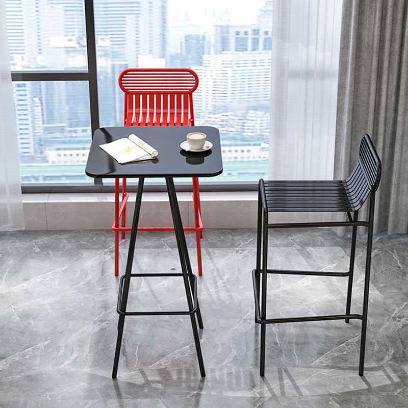 Modern Outdoor Counter Stool Rectangle Iron Footrest Counter Bar Stool