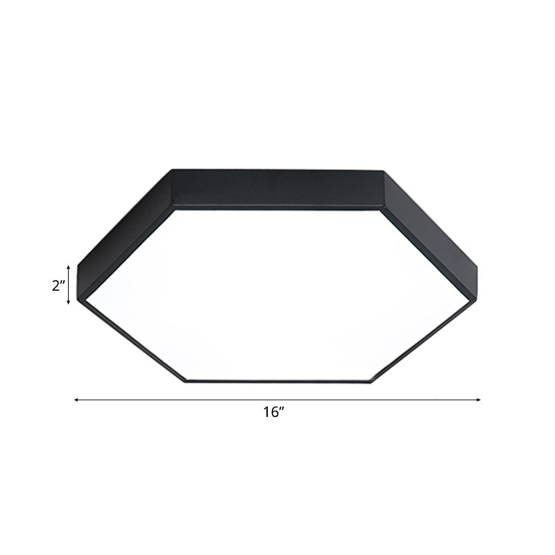 Modern Led Flush Mount with Metal Shade Gray/Yellow/Blue Hexagon Flush Mount Fixture in White/Warm Light, 16"/19.5"/23.5" Wide