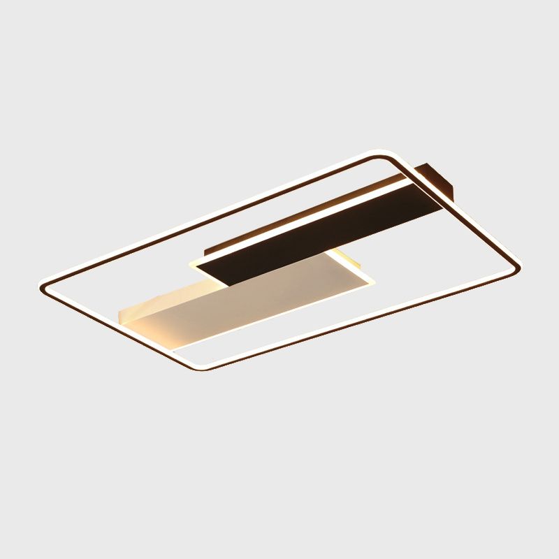 Geometric Semi Flush Mount Ceiling Light Modern Style Aluminium Semi-Flush Light en noir et blanc