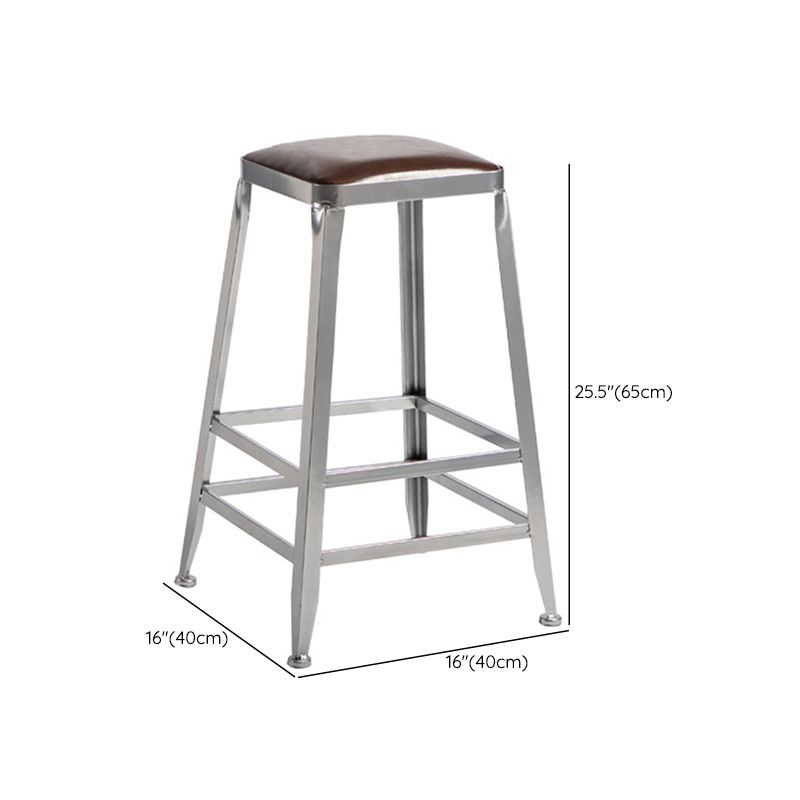 Metal Dining Stools Contemporary Armless Faux Leathe Bar Stools
