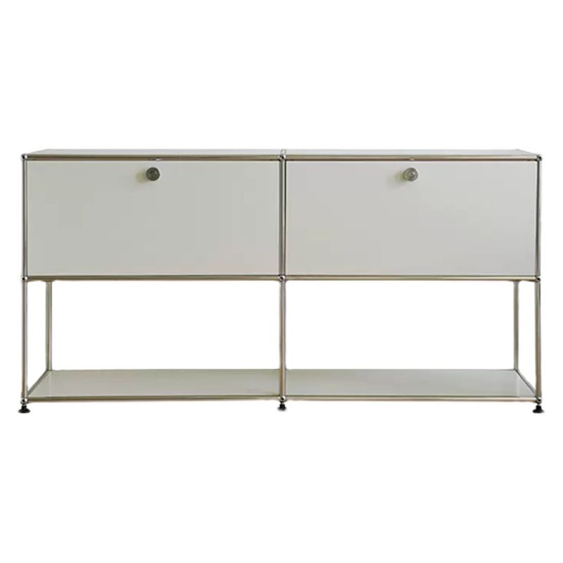 Contemporary White Sideboard Metal Dining Sideboard Table for Living Room