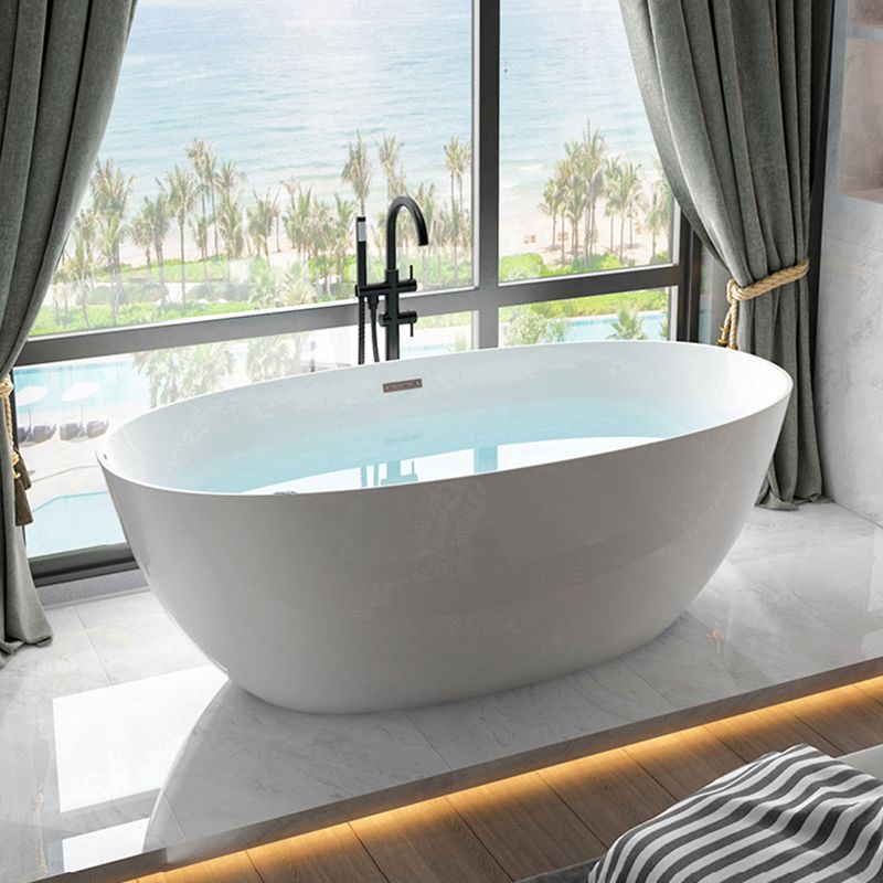 Soaking Oval Freestanding Bathtub Modern Acrylic Bathtub with Overflow Trim