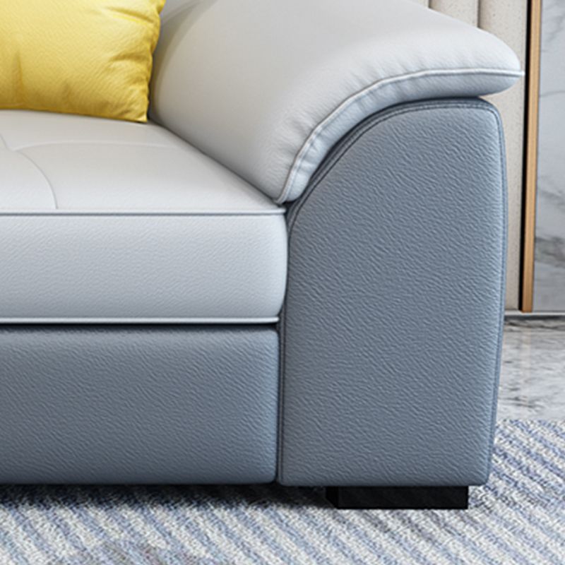 Modern 71"D Sectional Faux Leather/Linen Sofa with Reversible Chaise and Storage