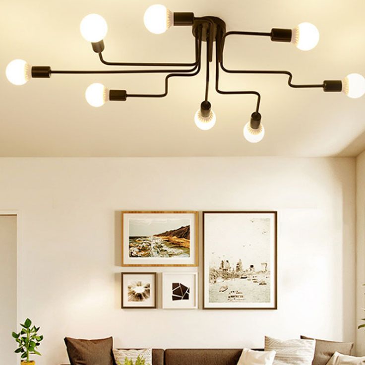 Montura de Enredo Negro de Enredo Semivaciado de Luz Minimalista Industrial Minimalista