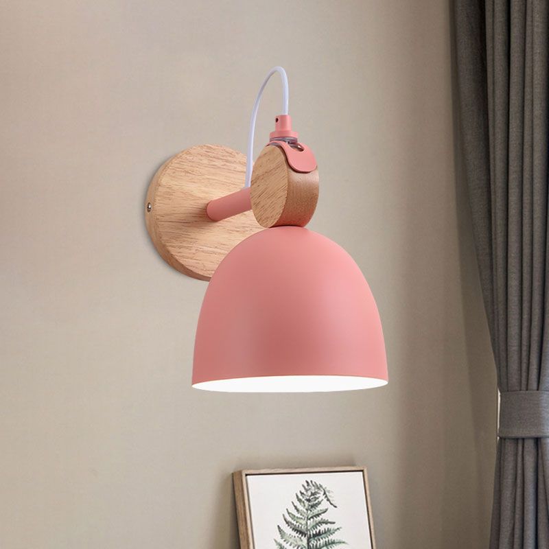 Metal Bowl Shade Sconce Lamp Kid Bedroom Shop 1 Head Macaron Style Wall Light