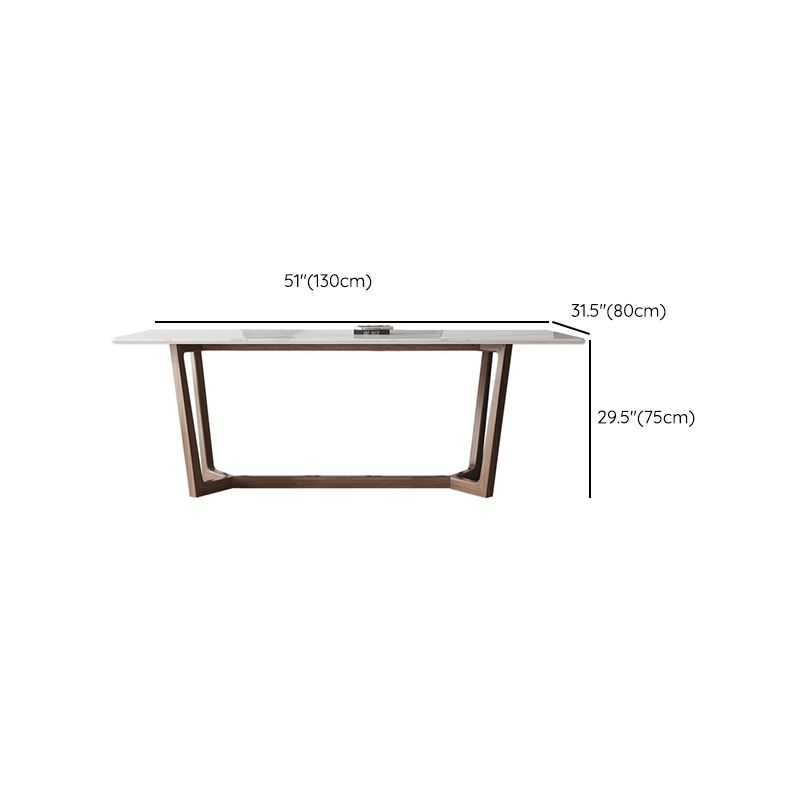 Industrial Style Dinner Table Rectangle Stone Dining Site Table in White