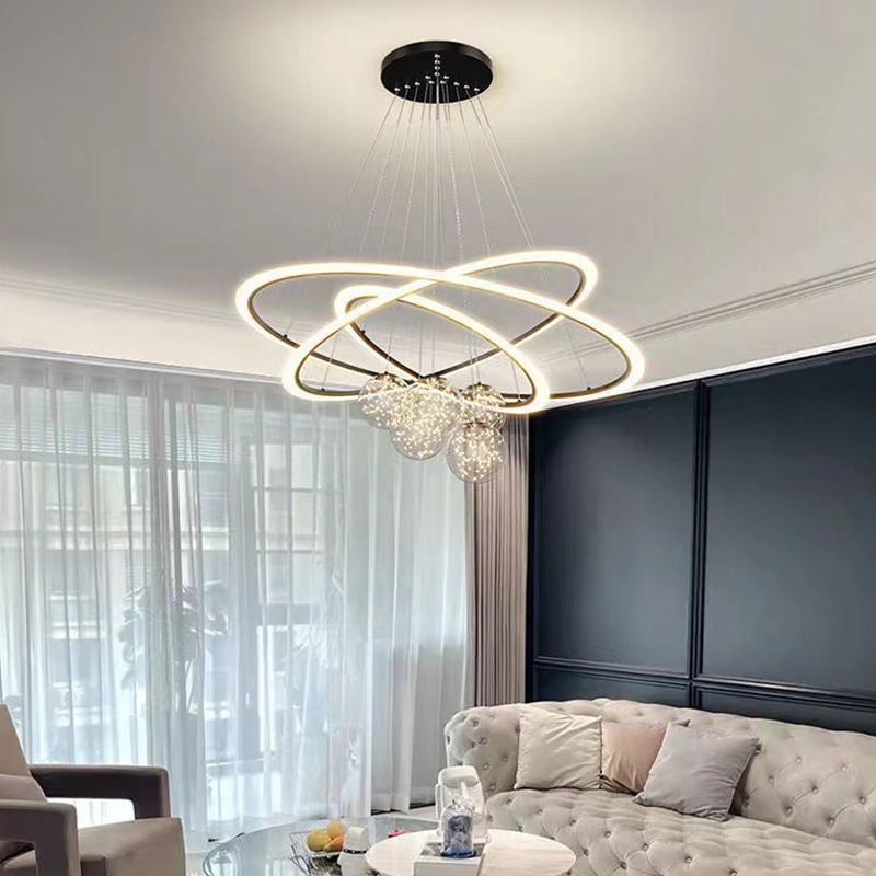 Multi Lights Ring Pendant Chandelier Modern Style Metal Hanging Lamps