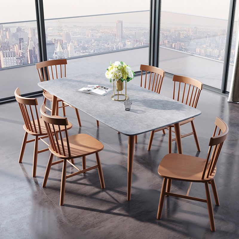 Rectangle Modern Dining Table Four-Color Fixed Table with Sintered Stone