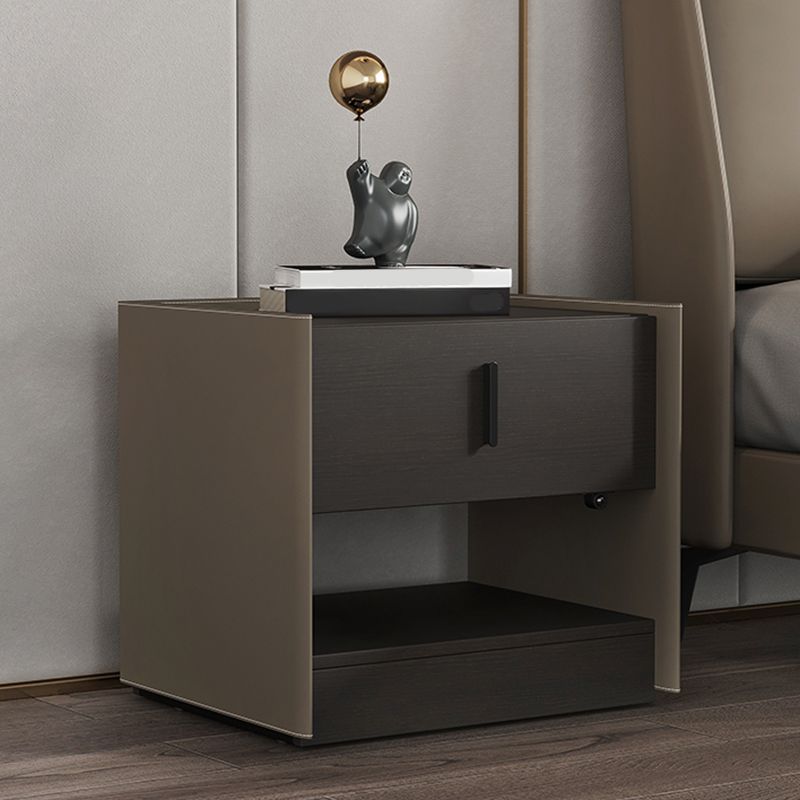 Contemporary Faux Leather 1 - Drawer Nightstand 20" Tall Nightstand