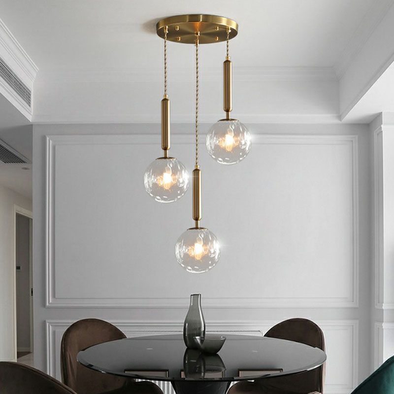 Cluster Ball Hanglamp Licht Simplicity Honeycomb Glass 3-Head Gold Finish Hanging Light
