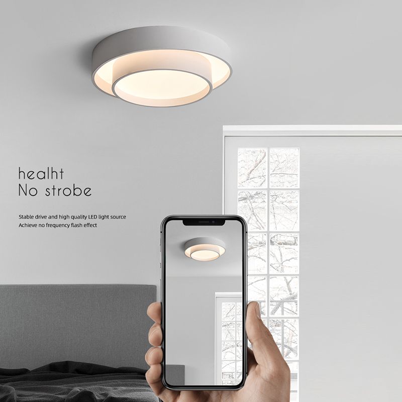 Lámpara de techo LED de hierro lacado, montaje empotrado circular de acrílico de estilo minimalista moderno