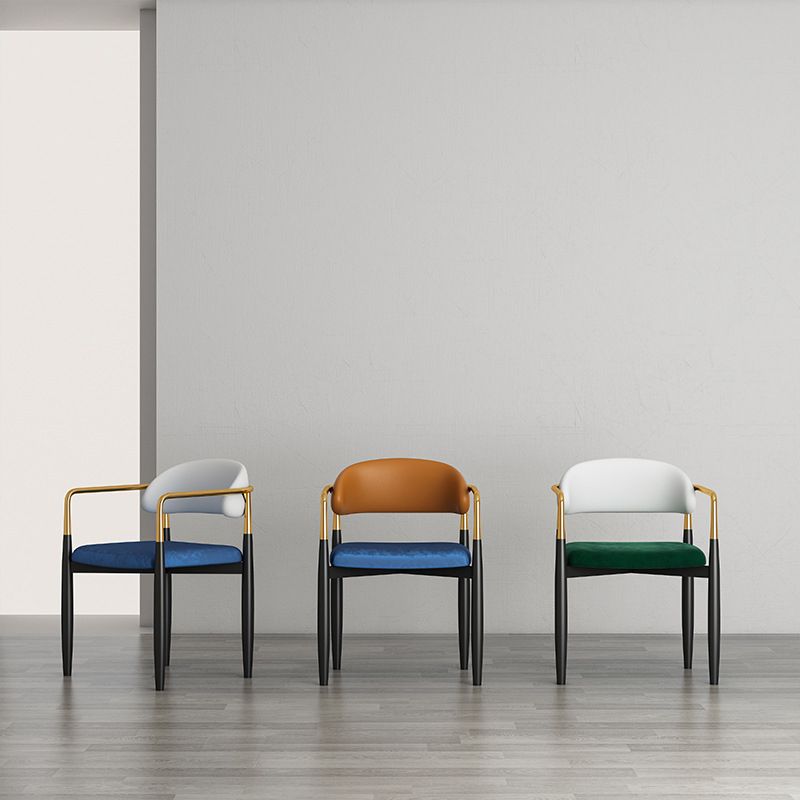 Modern Kitchen Dining Side Chair Metal Open Back Dining Arm Chair