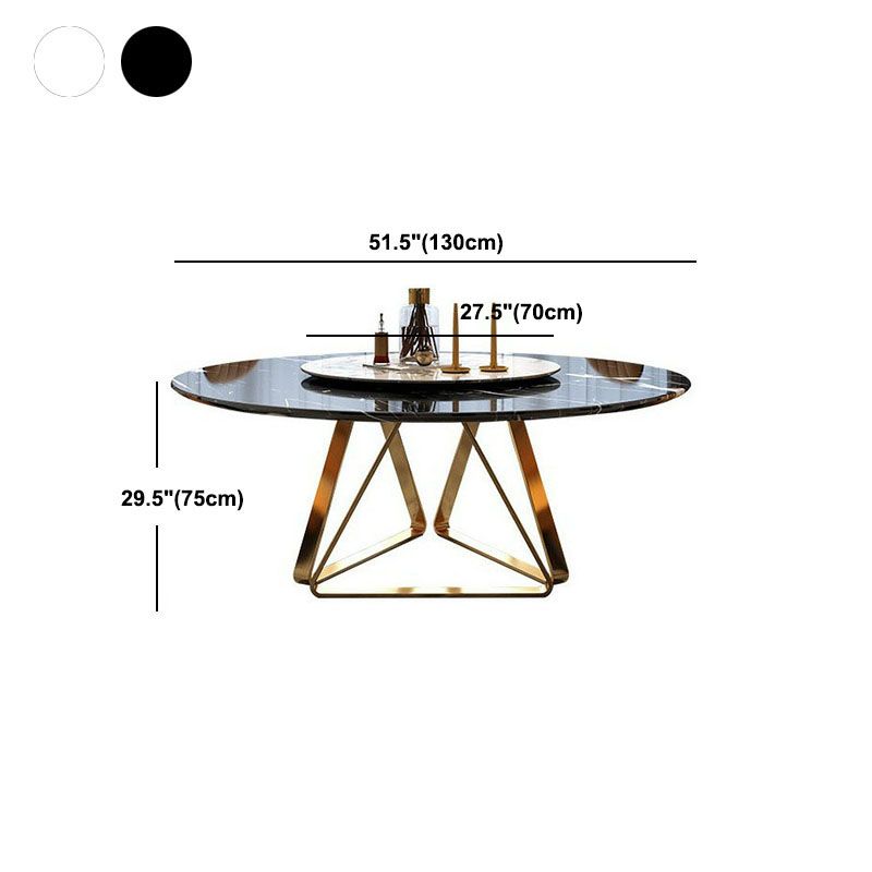 Stone Top Dining Table Traditional Luxury Table with Gold Pedestal Base