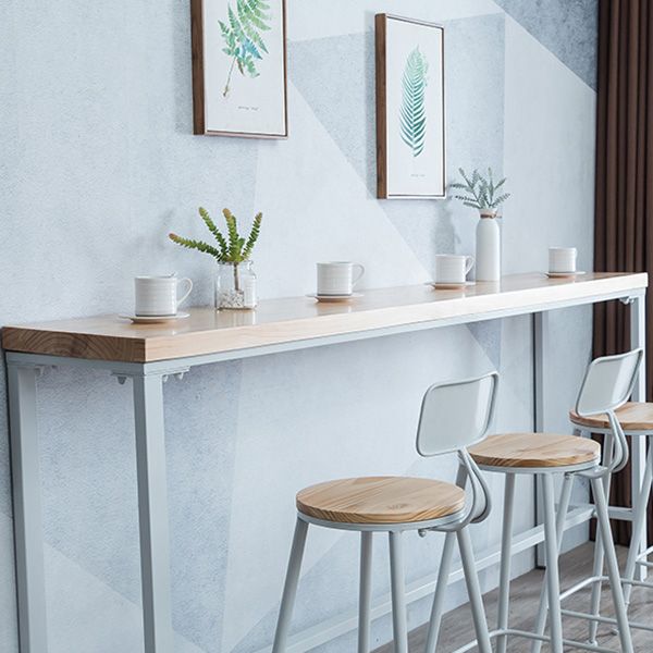 Glam Style Rectangle Bar Table Solid Wood Fixed Bar Dining Table for Indoor