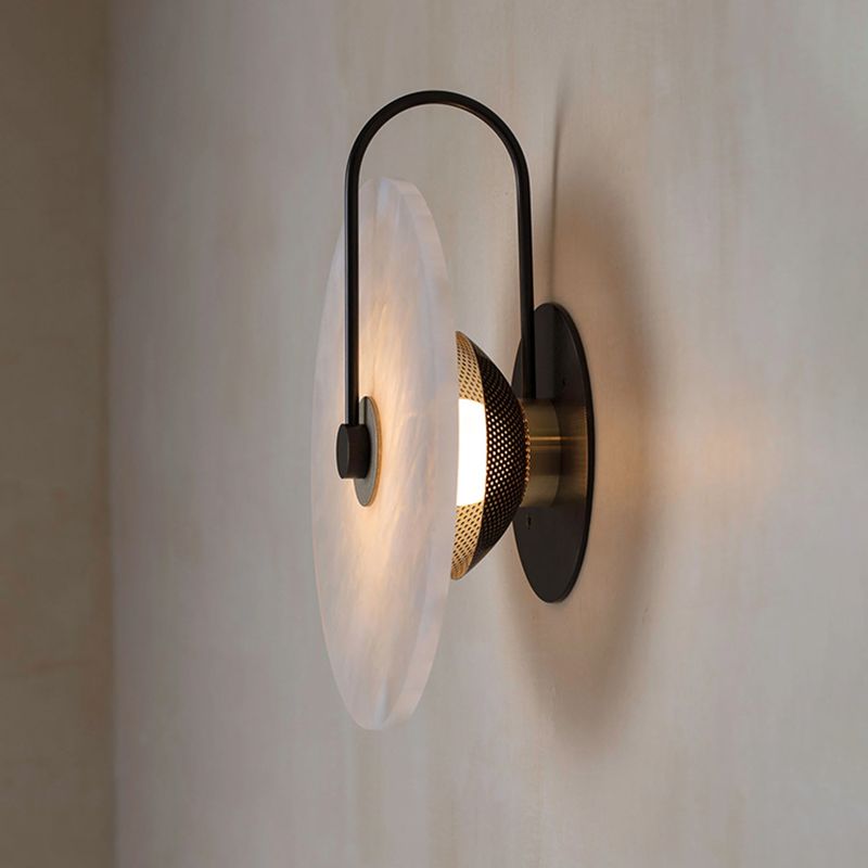 Glass Round Wall Sconce Lights Modern Style 1 Light Wall Murd Lamps