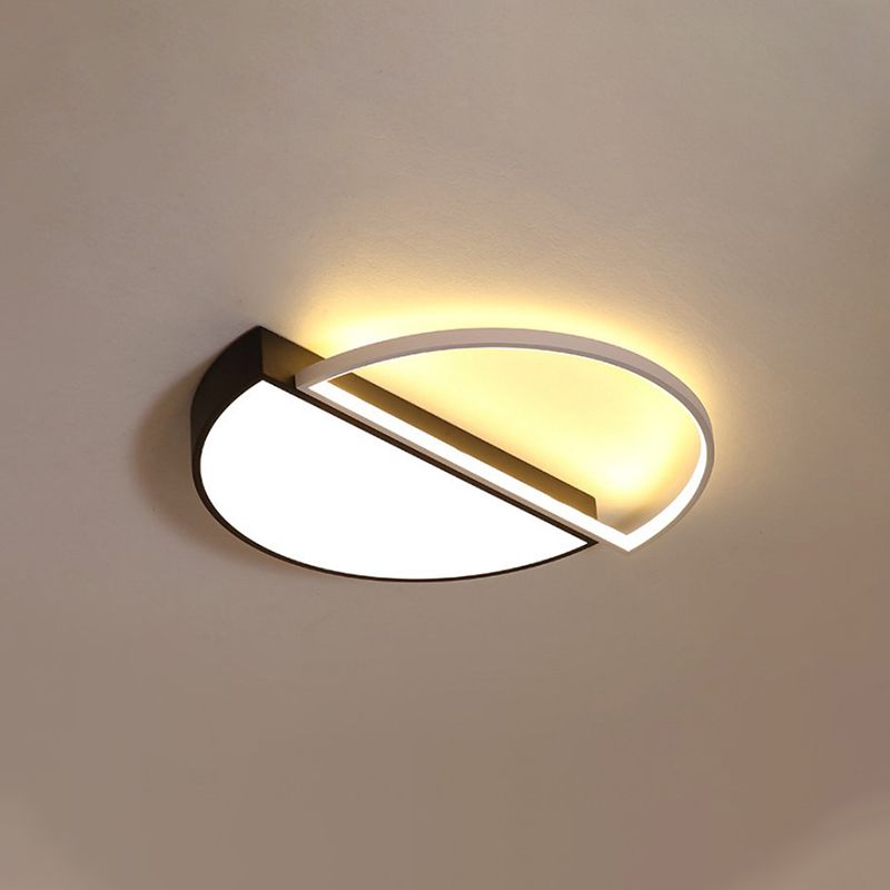Splicing Round Flush Mount Ceiling Light Modernity Metal LED Black/White Flush Lamp in Warm/White Light/Remote Control Stepless Dimming, 18"/21.5" W