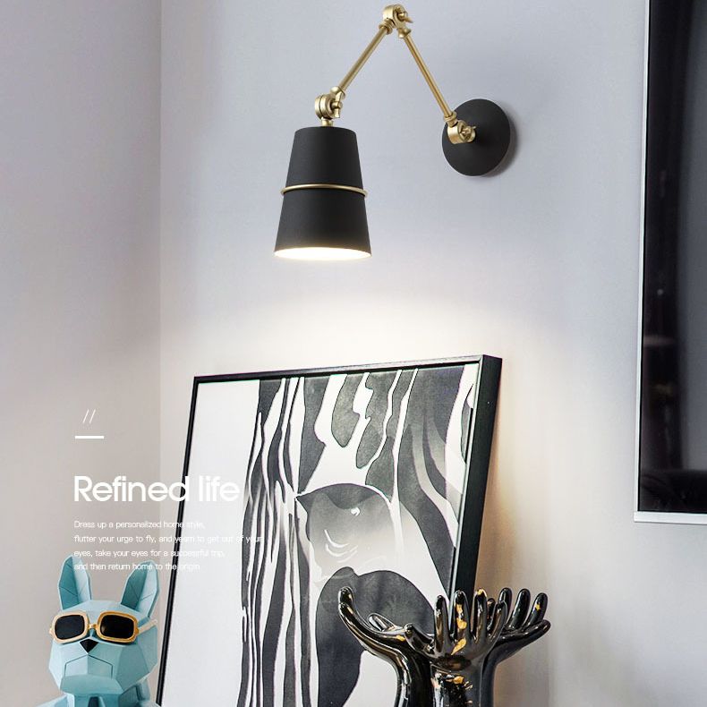 Verstellbare 1-Licht-Kegel Wandleuchten Moderner Aluminium-Wandbeleuchtungsideen in Schwarz und Weiß