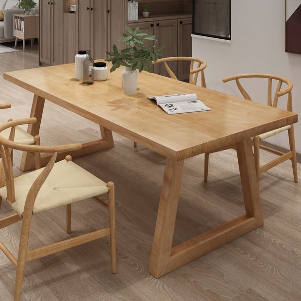 Modern Kitchen Solid Wood Dining Table Rectangle Shape Dining Table with Double Pedestal