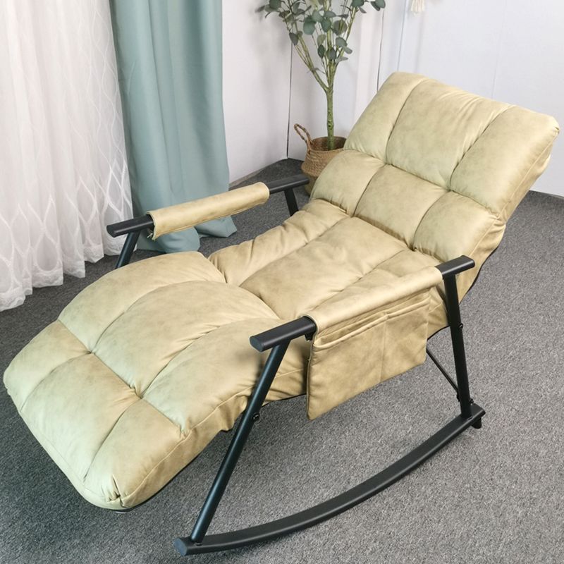 Fashionable Indoor Rocking Chair Solid Color Tufted Rocker Chair for Living Room