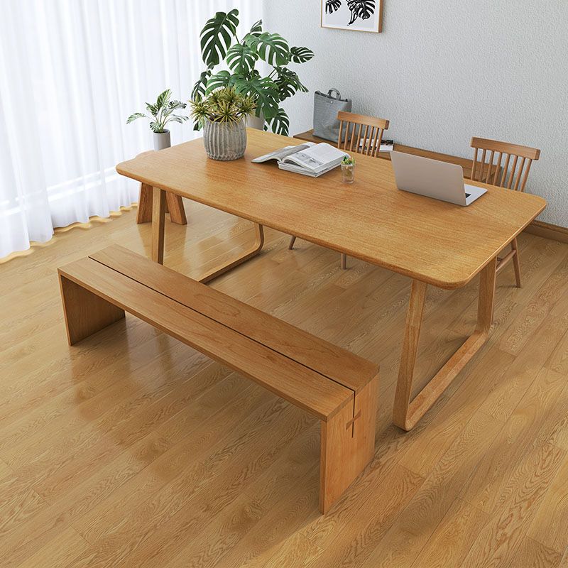 Contemporary Solid Wood Bench Home Rectangle Seating Bench with Legs