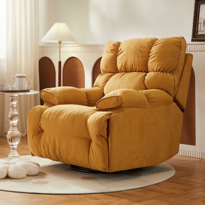Microsuede Recliner Single Manual Reclining Chair with Swivel Glider Base