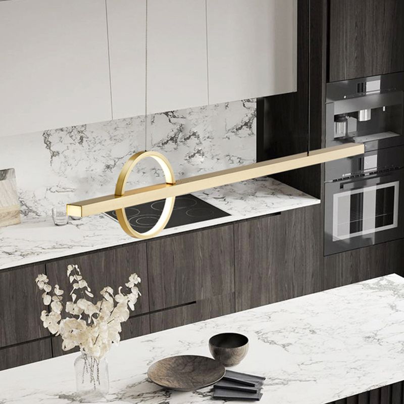 Nordic LED Island Lighting Fixture Minimalist Metallic Pendant Light for Dining Room