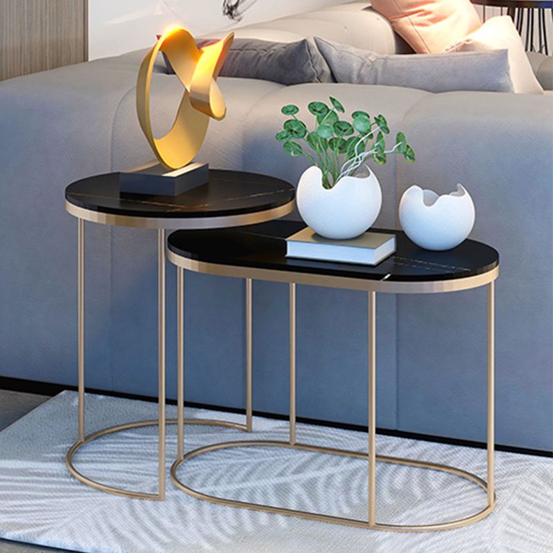 Luxurious Stone Top End Table Metal Frame Sofa Side Accent Table
