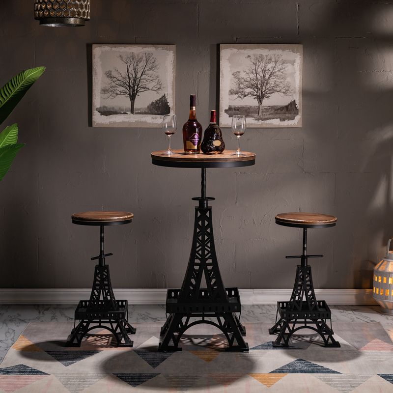 Industrial Black Iron Counter Stools Backless Indoor Bar Stool with Round Seat
