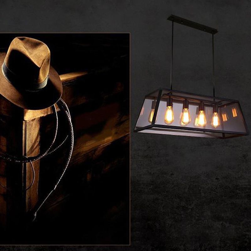 Industrial Black Island Light Metallic Pendant Lighting Fixture for Dining Room