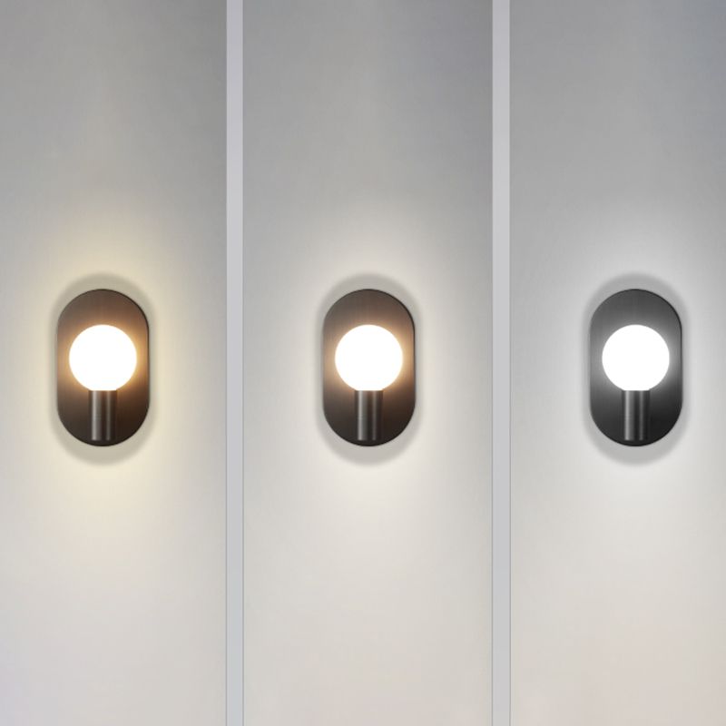 Solid Brass Wall Lamp Contemporary Black / Gold Wall Light with Glass Shade