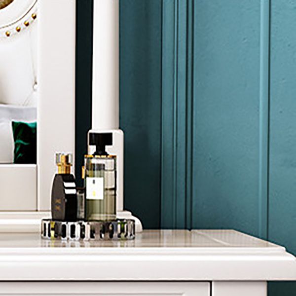 Victorian Solid Wood Vanity Makeup Dressing Table Stool Set with 2 Drawers