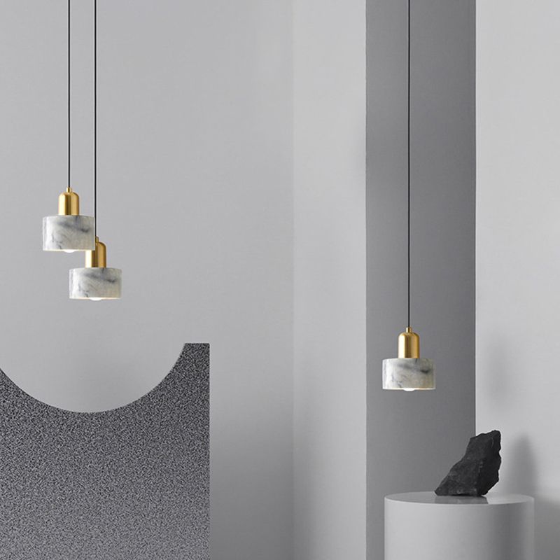 Nordic 1-Light Pendant Light, Minimalist Marble Hanging Light for Living Room