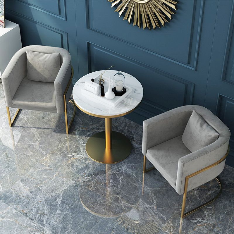 Modern Parsons Arm Chair Velvet Gold Base Dining Chair for Dining Room