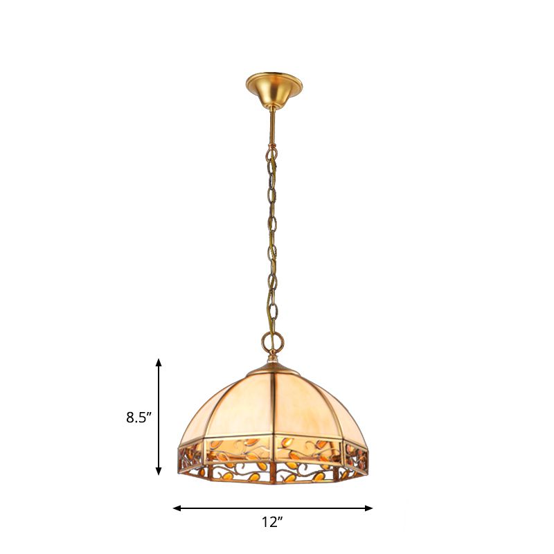Dome Dining Room Ceiling Pendant Colonial Opal Frosted Glass 1 Head Beige Hanging Light Fixture