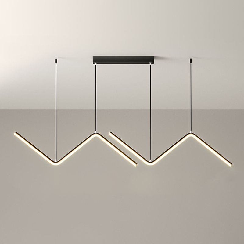 Lustres de lustre de l'île linéaire contemporaine Metal 2 Light Island Chandelier