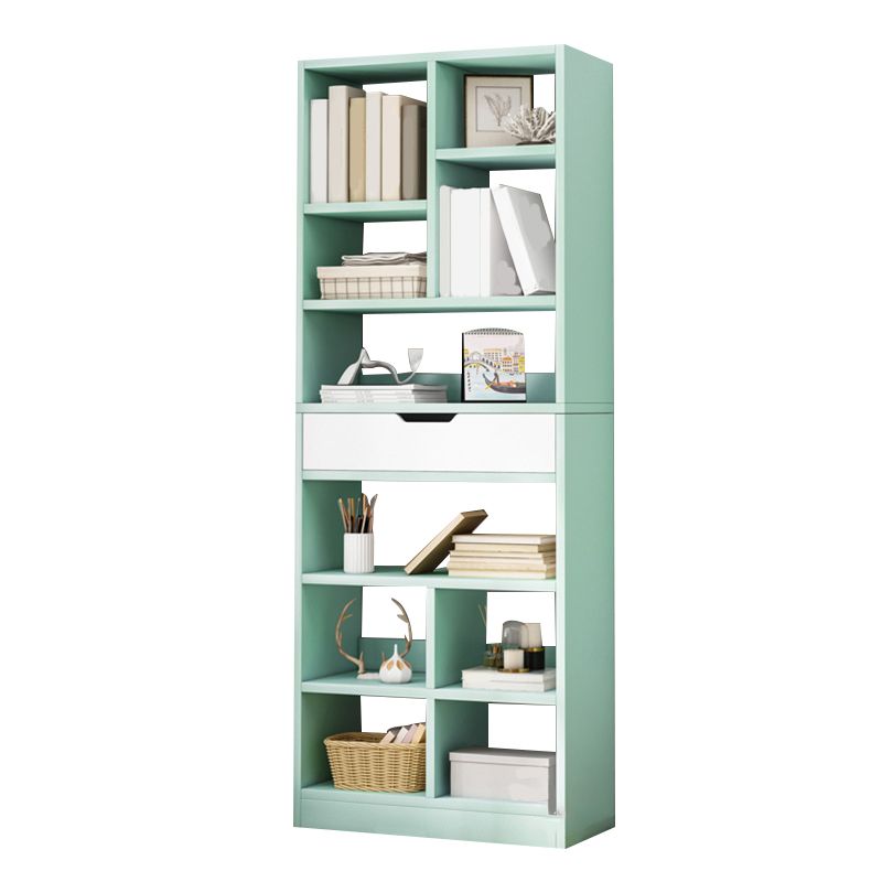 Modern Standard Open Bookshelf Engineered Wood Bookcase with Drawer Storage