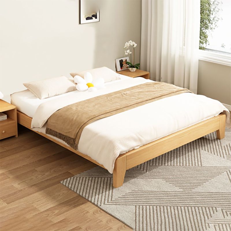 Contemporary Natural Mattress Included Solid Wood Solid Color Standard Bed