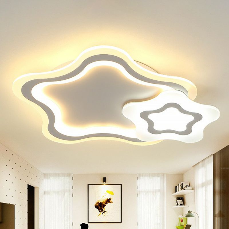 Ultra-Thin Acrylic Flush Mount Lighting Minimalist White LED Flush Mount Fixture for Kids Bedroom