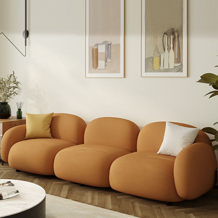 Square Arm Sofa Modern Style Faux Leather & Wool Standard Sofa