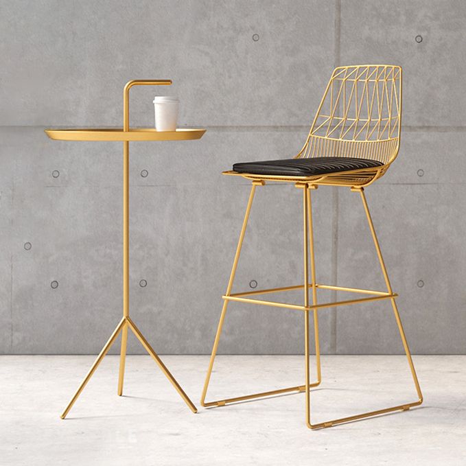 Glam Iron Upholstered Bar Stool Armless Backrest Stool for Bristol