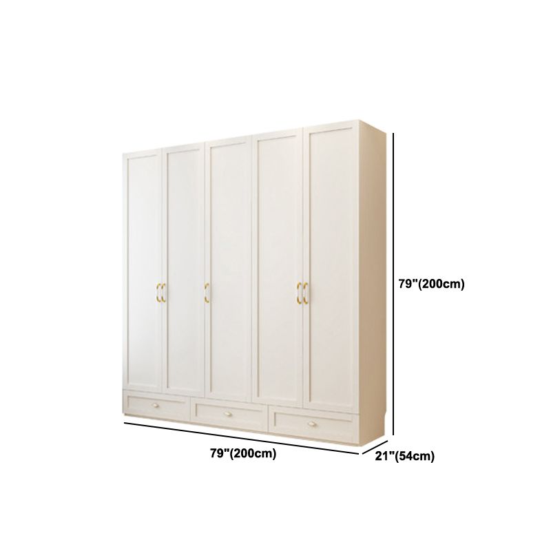 White Wardrobe Closet Engineered Wood Wardrobe Armoire with Drawer