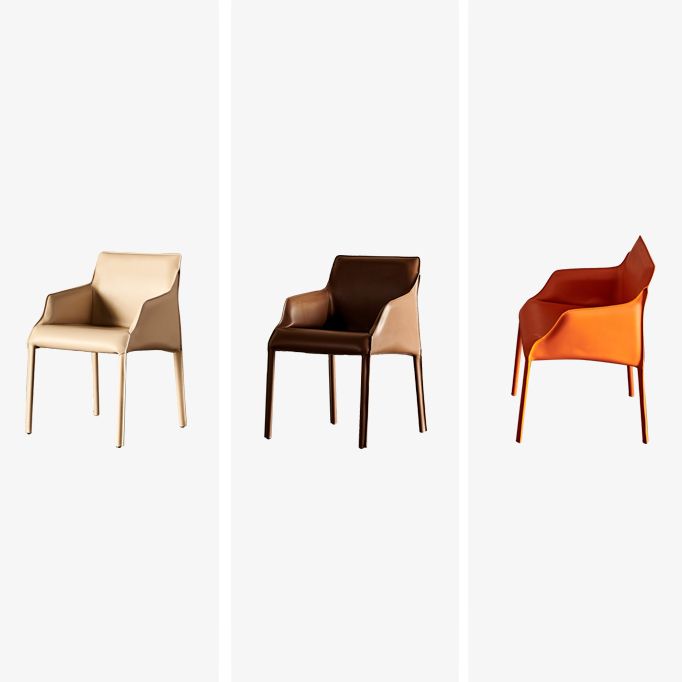 Faux Leather Arm Chair Upholstered Dining Room Chair for Home