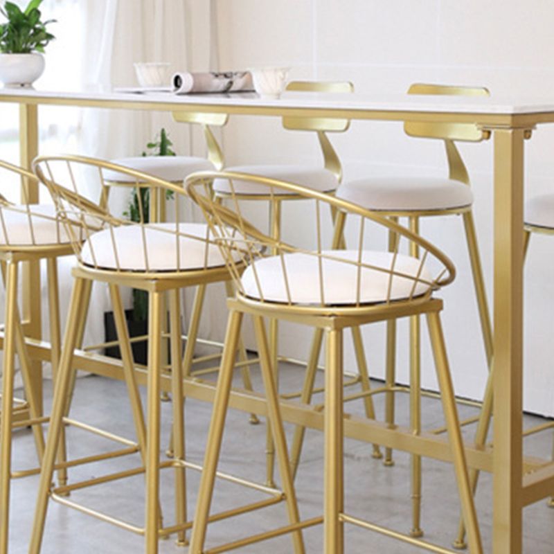 Rectangular Bar Height Table Gold Legs and Metal Base Bar Table for Patio Use