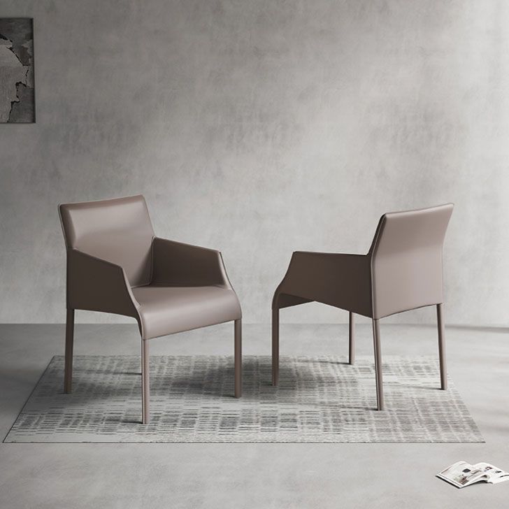 Contemporary Leather Dining Chair Parsons Chair in Matte Finish Indoor