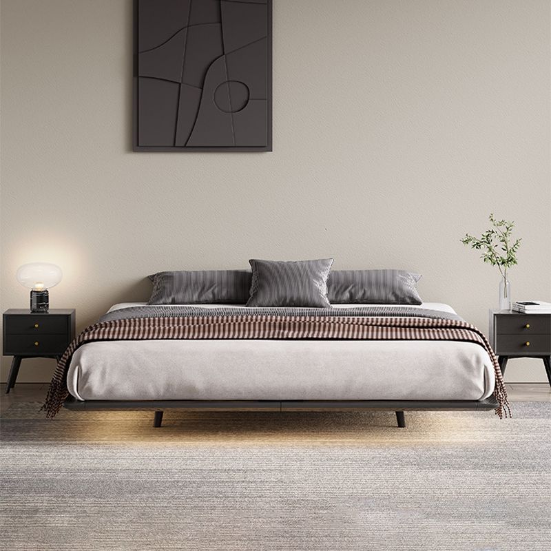 85.43 inch Wide Mid-Century Modern Platform Bed Frame Solid Wood Bed