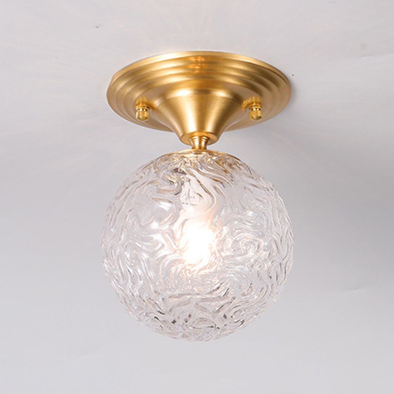 Spherical Glass Semi Flush Ceiling Light Nordic Style Gold Semi Mount Lighting