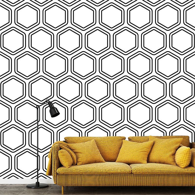 Customized Illustration Geometry Moisture Resistant Wall Mural for Reading Room