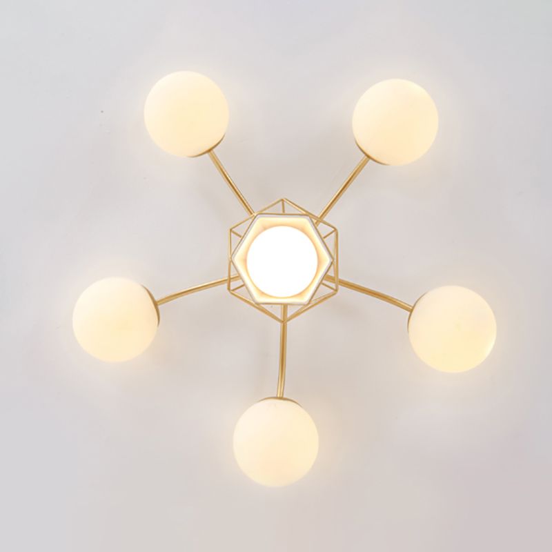 Modern Sputnik Ceiling Light Glass Shade Flush Mount Light for Drawing Room Living Room
