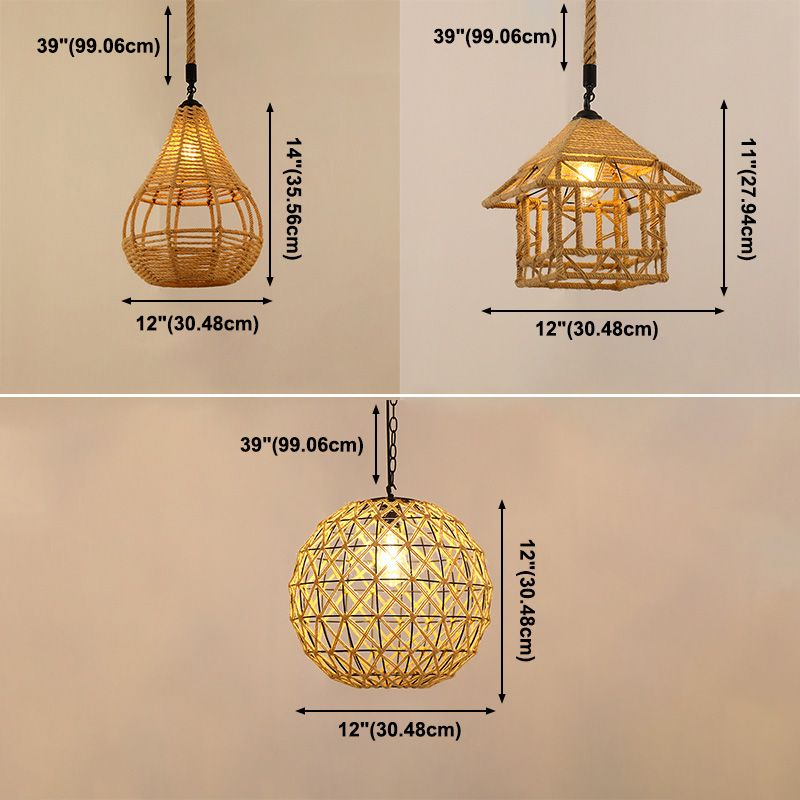 Industriële stijl gearceerde hanglamp plafond licht touw hangend plafondlicht in beige