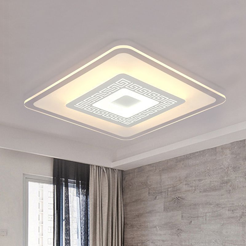 Plafoniera da soggiorno piccola/grande stile semplice LED ultrasottile da incasso con paralume acrilico rotondo/rettangolare/quadrato